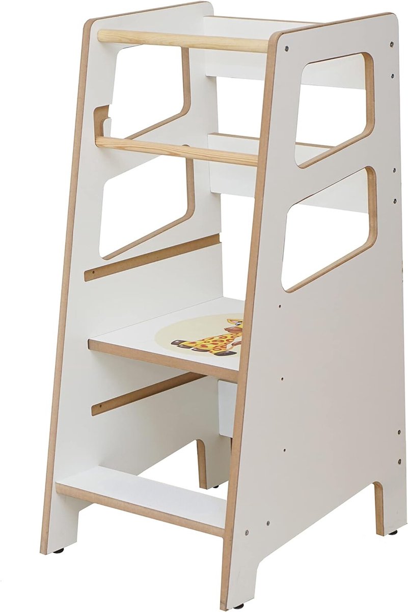 Leertoren - Montessori Leertoren - Learning Tower - Opstapje - Keukentoren - Leertoren Keukenhulp - Naturel leertoren Montessori - Kindertrap - Leertoren peuters - Leer toren - Leertorens