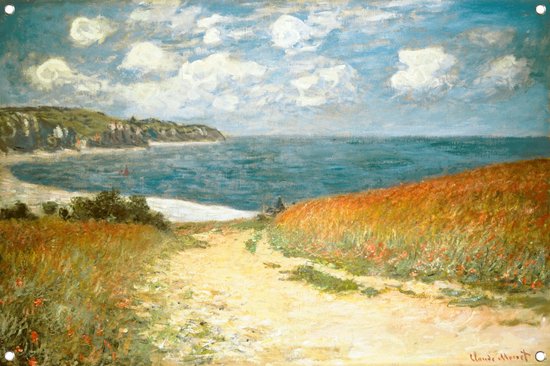 Pad in de tarwe bij Pourville - Claude Monet tuinposter - Strand posters - Tuinposters Oude Meesters - Buiten poster - Tuinaccesoires voor aan de muur - Tuin decoratie voor buiten tuinposter 105x70 cm