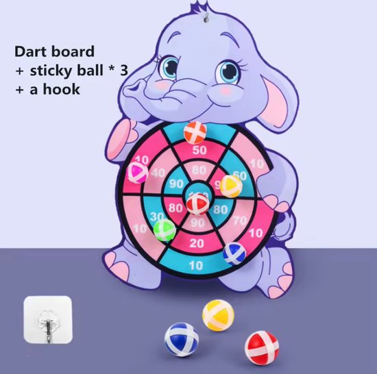 Kinder Dartbord - Dartbord Met Klittenband – Dartbord Met Ballen - Dartbord Olifant — afbeelding 2