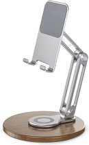 Stanz Tablethouder van walnoot hout - Draaibare Houder - Telefoonhouder - Iphone standaard - Verstelbaar - Stabiel - Opvouwbaar -Thuiswerken - Accessoires