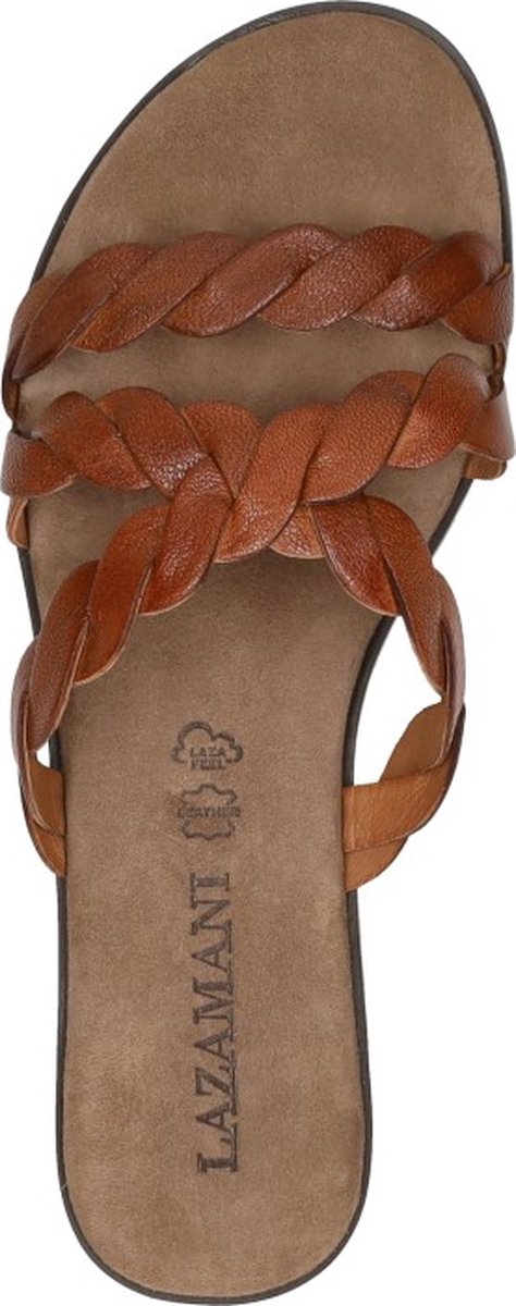 Lazamani - Eden Leren Dames Slippers Tan - Maat 40