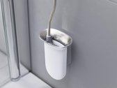 Flexibele anti-druppel en anti-verstoppings siliconen toiletborstel met wandhouder - Wit toilet brush with holder