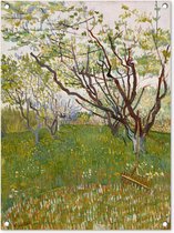 Tuinschilderij De bloeiende boomgaard - Vincent van Gogh - 60x80 cm - Tuinposter - Tuindoek - Buitenposter