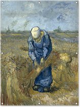 Tuinposter - Tuindoek - Tuinposters buiten - De schovenbindster (naar Millet) - Vincent van Gogh - 90x120 cm - Tuin