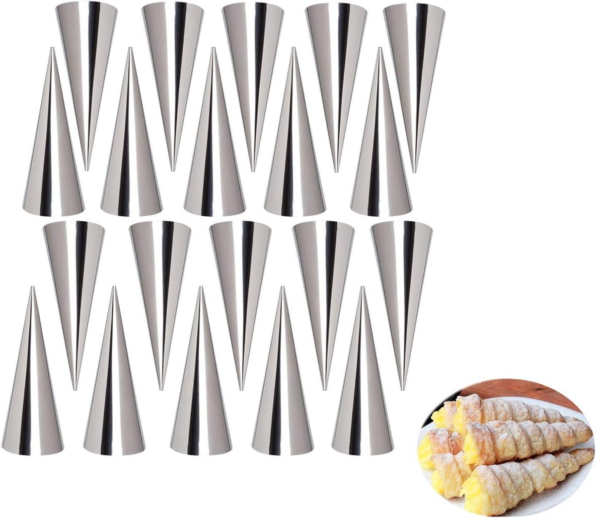 20 stuks bakvormen van roestvrij staal conisch voor crème gebak spiraal hoorn cake bakvorm brood cannoli croissant bladerijs ijs #1
