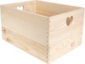 XXL Grote Platte Houten Krat-Doos Kist | 40 x 30 x 24 cm (+/- 1 cm) | met Handgrepen Hart | Perfect voor Documenten Speelgoed en Gereedschap | Vintage Stijl Wooden crates