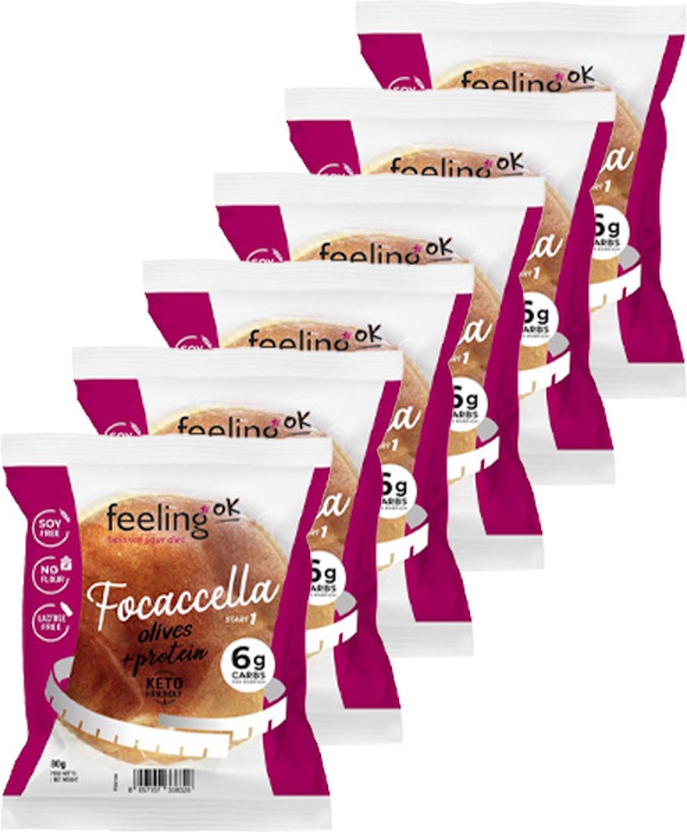 Feeling OK | Focaccella | Olives | 6 stuks | 6 x 80 gram