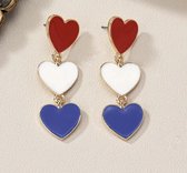 Oorbellen rood wit blauw - hartjes oorbellen - oorbellen Koningsdag - oorbellen WK/EK
