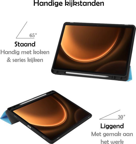 Étui pour Samsung Galaxy Tab S9 FE Étui de Luxe avec découpe pour S Pen - Étui pour Samsung Galaxy Tab S9 FE - Bleu clair