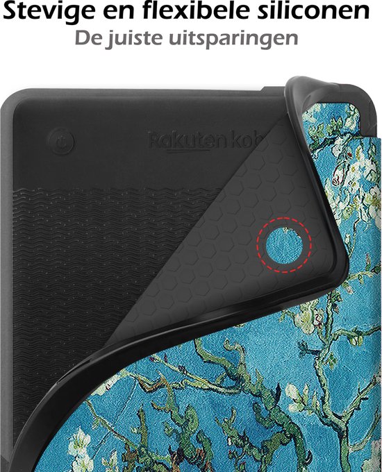 Hoesje Geschikt voor Kobo Clara 2E Hoes Book Case - Hoes Geschikt voor Kobo Clara 2E Hoesje Book Cover Met Screenprotector - Bloesem van Hoesje  — afbeelding 5