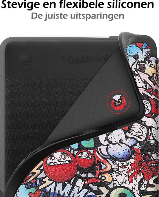 Hoesje Geschikt voor Kobo Clara 2E Hoes Book Case - Hoes Geschikt voor Kobo Clara 2E Hoesje Book Cover Met Screenprotector - Graffity van Hoesje  — afbeelding 3