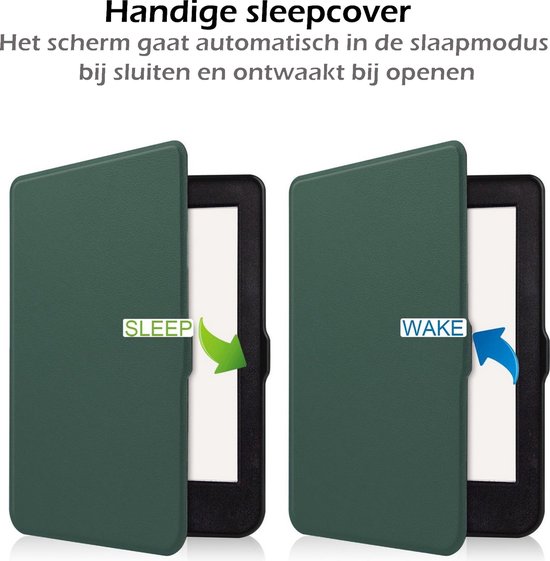Hoesje Geschikt voor Kobo Nia Hoes Book Case - Hoes Geschikt voor Kobo Nia Hoesje Book Cover Met Screenprotector - Donkergroen van Hoesje  — afbeelding 3