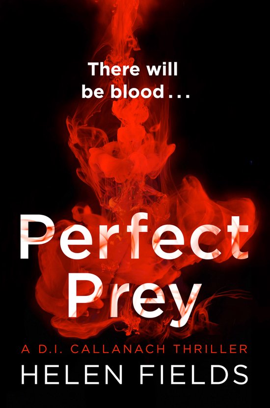 Boekcover van Perfect Prey met rode inktvlekken en de titel in witte letters.