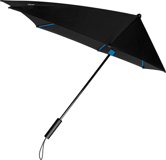 Stormparaplu - winddicht en aerodynamisch - bestand tegen windsnelheden tot 120 km/u - blauw frame umbrella