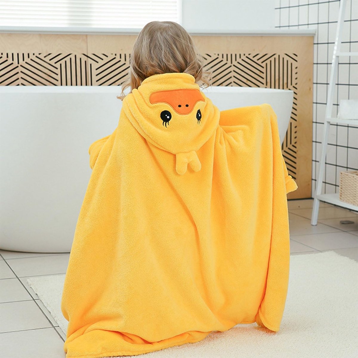 Fayscingo Babybadhanddoek met capuchon, groot, zacht, absorberend, douchedeken, poncho, handdoek voor kinderen, baby's, pasgeborenen