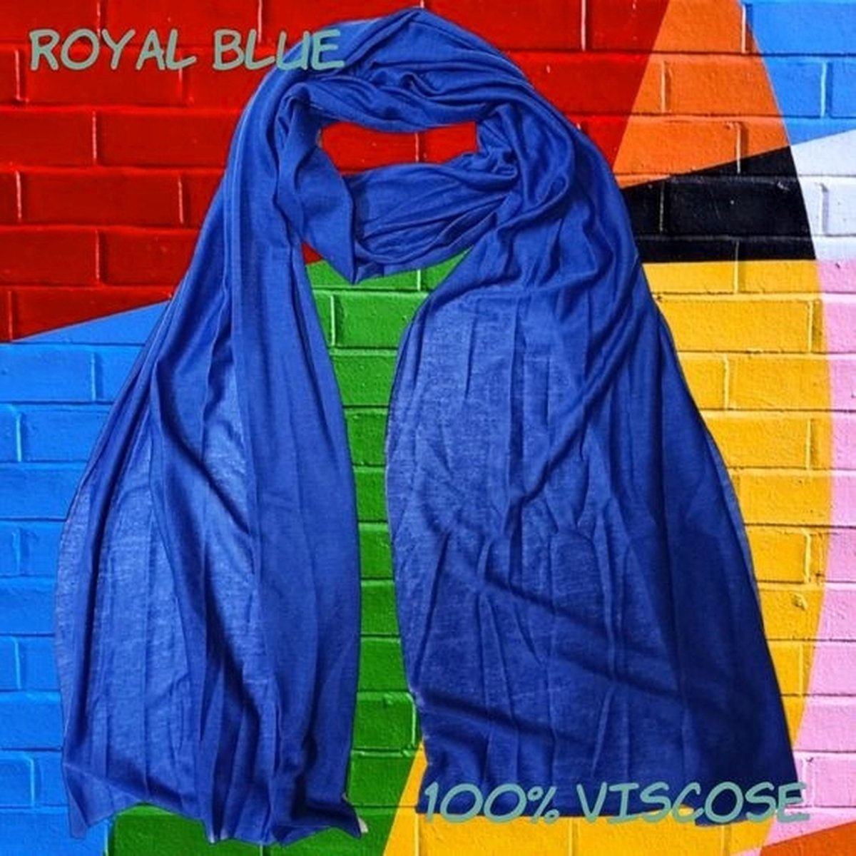 Going Retro® - lange sjaal - felle kleur - royal blue konings blauw - 170 x 45 cm - volwassenen jeugd kinderen - unisex - casual feest carnaval festival sport