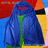 Going Retro - lange sjaal - felle kleur - royal blue konings blauw - 170 x 45 cm - viscose - volwassenen jeugd kinderen - unisex - casual feest carnaval festival