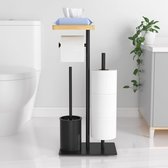Toiletpapierhouder staand met wc-borstel en vochtige doekjes - Roestvrijstaal toilet brush with holder
