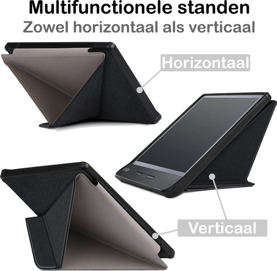 Hoesje Geschikt voor Kobo Libra H2O Hoesje Luxe Bescherm Case Trifold Met Screenprotector - Hoes Geschikt voor Kobo Libra H2O Hoes Book Cover - Zwart van Hoesje  — afbeelding 3