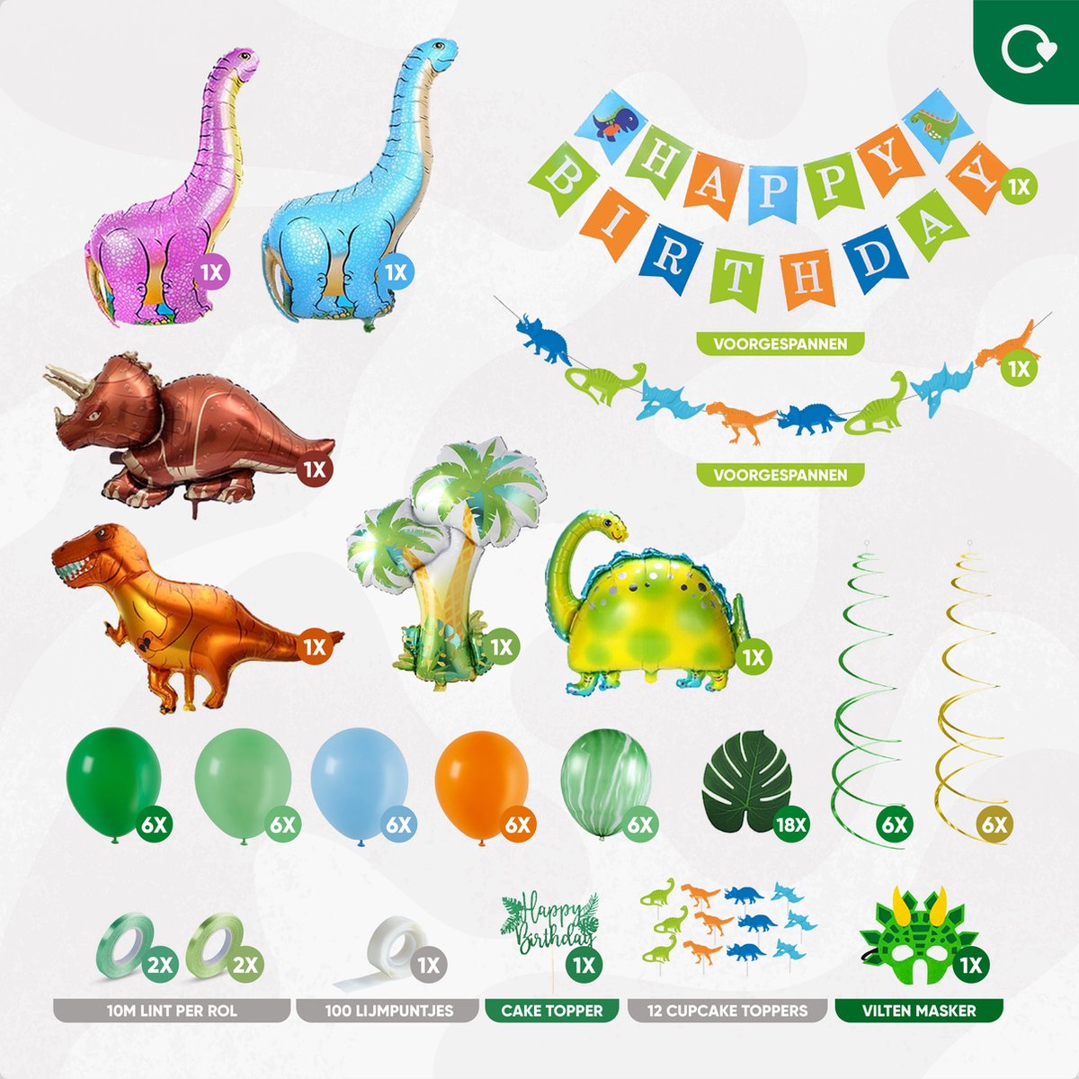 Fissaly 87 Stuks Dinosaurus Jungle Decoratie set – Dino & Safari Verjaardag Versiering – Thema Kinderfeestje — afbeelding 2