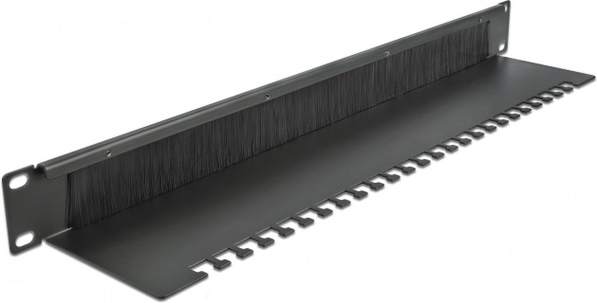Image of 19 ″ kabelbeheersborstelstrook met kabelsteunplaat 1u zwart