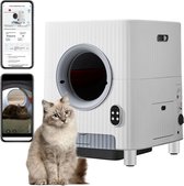 Sweiko 68L extra grote capaciteit intelligente kattenbak, privacy camera voor real-time monitoring, dubbele desodorisatie, TUYA APP controle, zilver ion sterilisatie materiaal, geschikt voor 1-8 kg