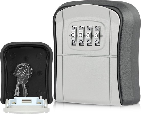 Coffre-fort à clés avec code numérique à 4 chiffres, [étanche] Opbergbox pour clés combinées à montage mural pour la maison, les Garages, les clés de maison de remplacement École (Grijs) - Coffre-fort à clés durable
