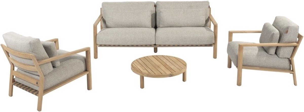 Lucas stoel bank loungeset 4 delig naturel teak 4 Seasons Outdoor