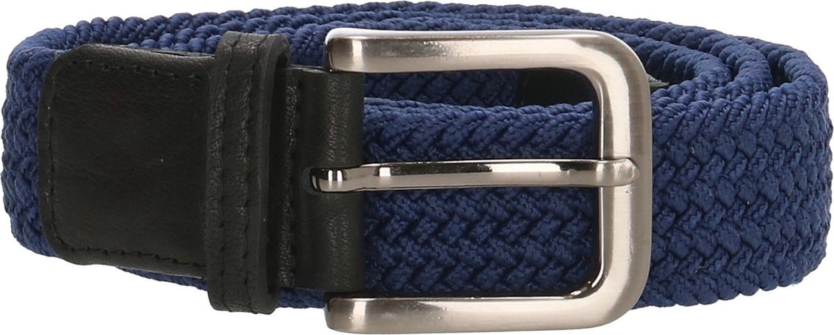 Zenino - Gevlochten Lederen Riem Weston - Blauw - 130cm