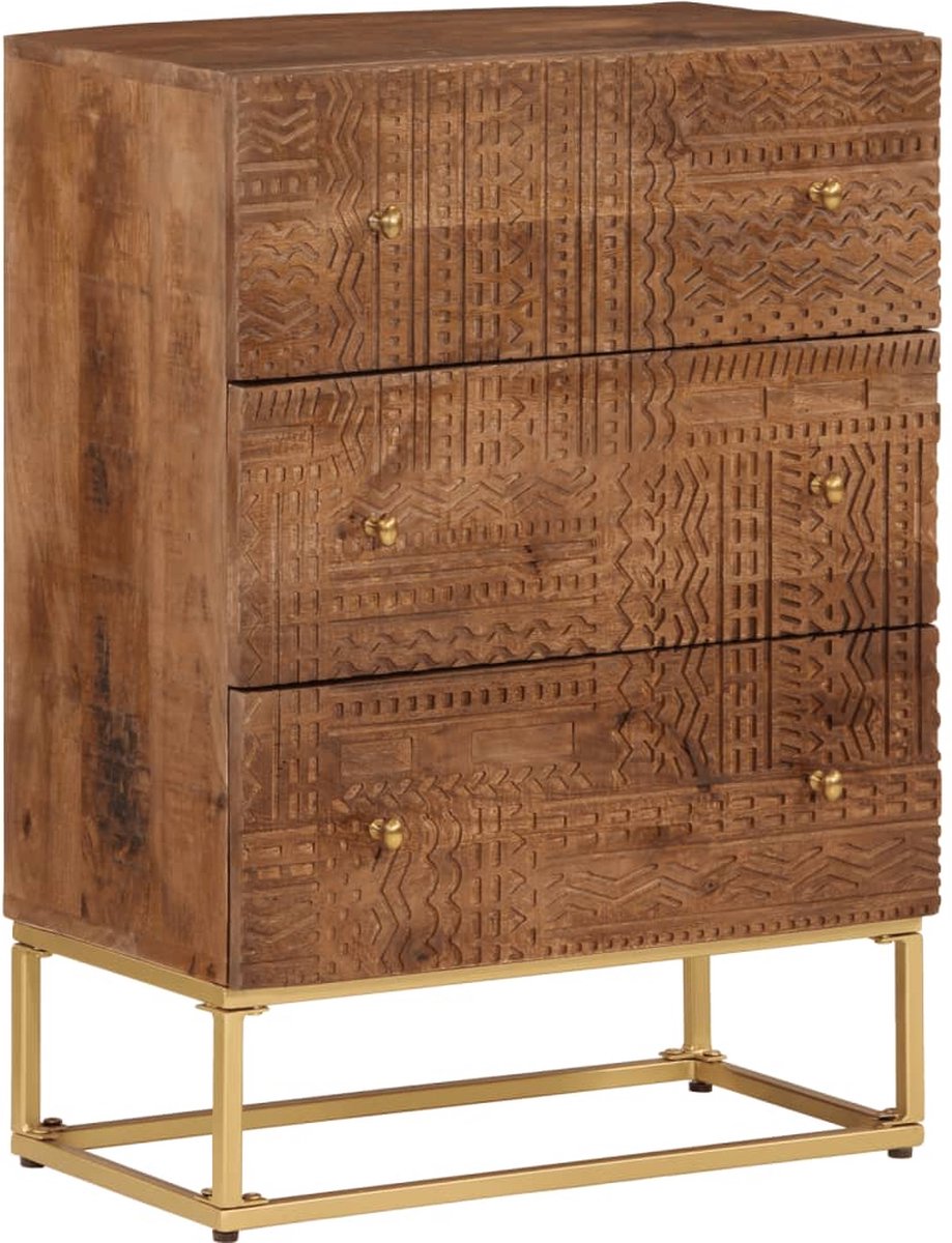 vidaXL - Ladekastje - 55x30x76 - cm - massief - mangohout - en - ijzer