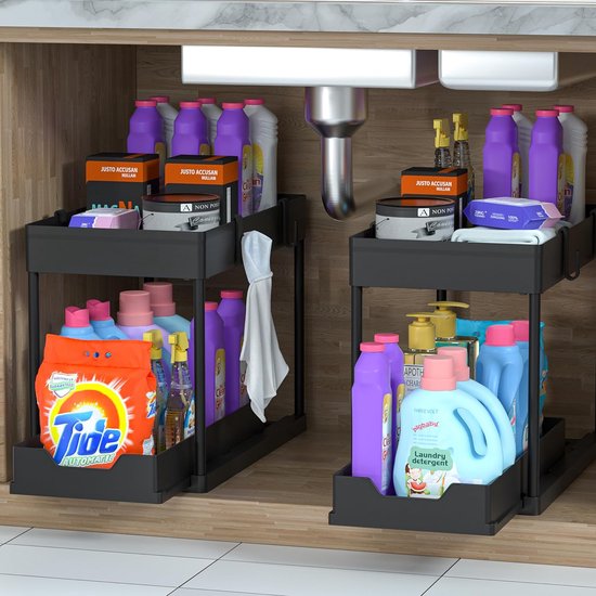 REALINN Organizer voor onder de gootsteen, uittrekbare kast... Afbeeldingen : Gootsteen Organizer Uitschuifbaar : Gootsteen Kast Organizer : Uittrekbare Gootsteen Organizer Organisers Voor Onder De Gootsteen - SHEIN Nederla