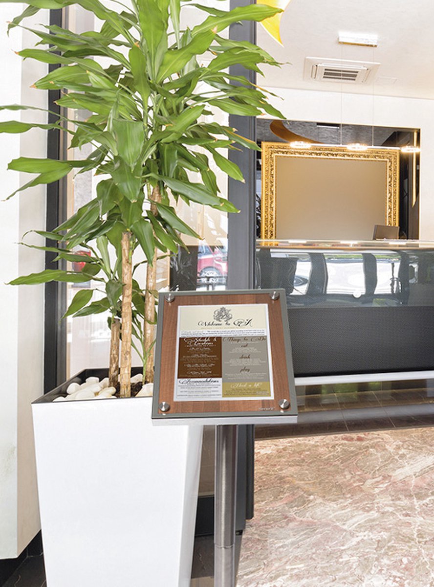 Securit® A4 Glass Star-informatiedisplay in walnoothout
