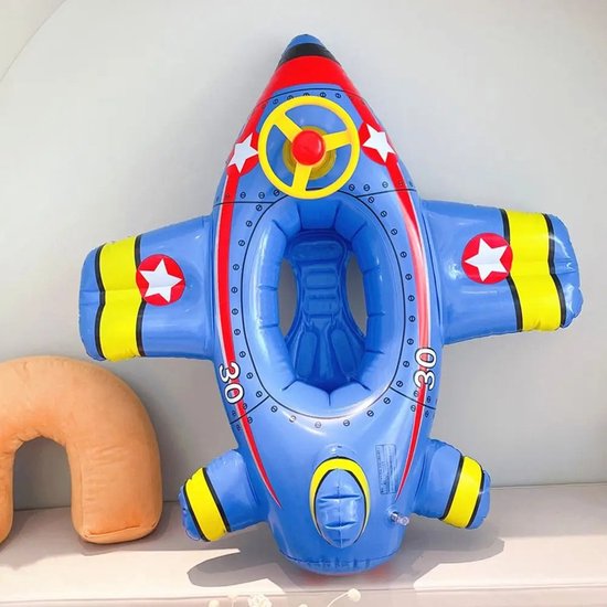 Opblaasbaar Speelgoed - Voertuig - Vliegtuig - Bootje - BLAUW - Opblaasbare Vliegtuig met stuur en toeter - Waterspeelgoed - Zwembadspeelgoed - Peuter Speelgoed - Zwemband - Intex - Popup Kids