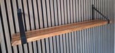 Hoexs - AcaciaHout - 70 Cm - Stalen Plankdragers Zwart - Inclusief Bevestigingsmateriaal - Industrieel - Keuken plank - Boekenrek - Metaal - Decoratie