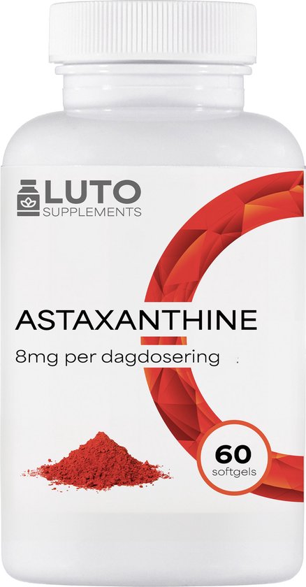 Astaxanthine 8 mg Depot - 60 softgel capsules - Uit zuivere Haematococcus Pluvialis microalgen - AstraReal & Vitamine E - Luto Supplements