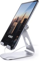 Wonix® Tablet Houder - Tablet Standaard - Stevig Aluminium Standaard - Verstelbaar - Van 4 tot 12 inch - voor Ipad, Tablet, Smartphone - Zilver