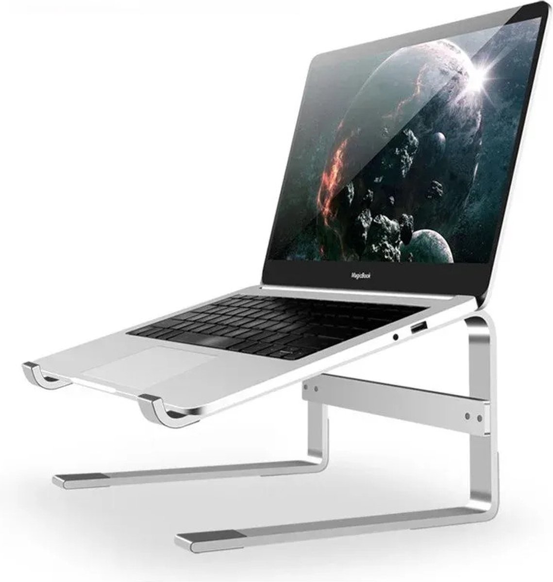 Laptopstandaard - Aluminium Macbook Tafel - Computer verhoger voor bureau - Laptop houder compatibel met 10 tot 18 inch - Zilver
