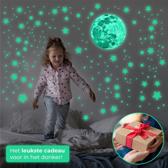 Nuvance - Glow in the Dark Sterren en Maan - 442 Stuks - Muurstickers Kinderkamer