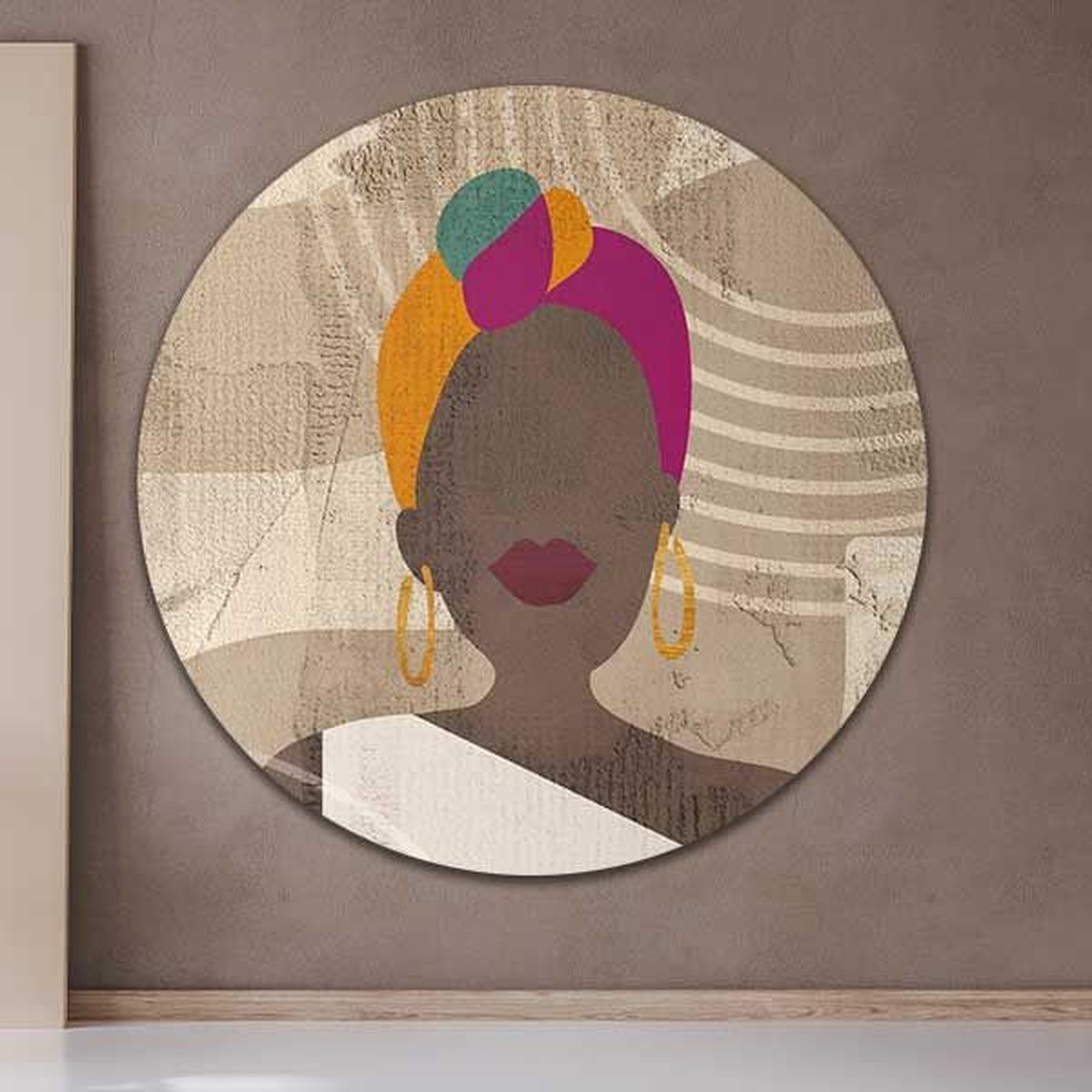 Muurcirkel - African woman - Wallz | Forex | Ø 120cm | Inclusief ophangsysteem