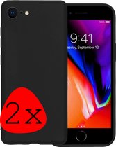 Hoes Geschikt voor iPhone SE 2020 Hoesje Cover Siliconen Back Case Hoes - Zwart - 2x