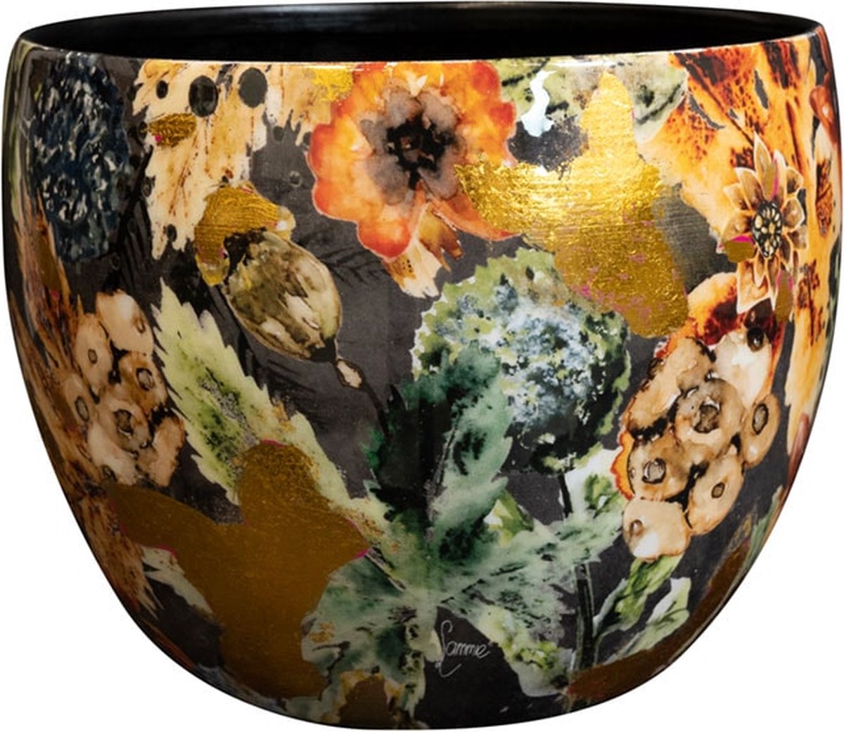 TS Collection - Bloempot Designed by Lammie - Berry blue - 15x12 - Metaal & Epoxy - Exclusieve woonitems voor binnen - Handgemaakt - Unieke print - Designed by Lammie