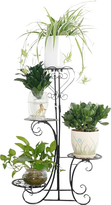 Foto: Suredeal bloempot standaard toren binnen en buiten 4 bloempotten 55x24x81 cm tuin kantoor huiskamer dressoir plantenrek bloempot type a