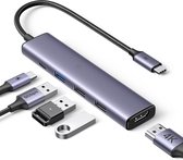 USB C Hub met PD 100W Oplaadpoort, 4K HDMI & USB A 3.0 - Aluminium - Compatibel met iPhone 15, MacBook, iPad Pro, Surface, Galaxy S23 en meer