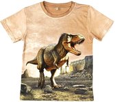 T-shirt met dino's, camel, full colour print, kids, kinder, maat 110/116, dinosaurus, stoer, mooie kwaliteit!
