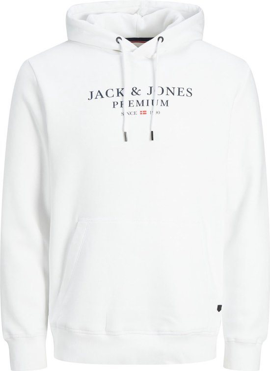 JACK & JONES Arie sweat hood slim fit - heren hoodie katoenmengsel met capuchon - wit - Maat: S