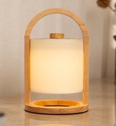 Tavellio River Oplaadbare Tafellamp – H27 – Hout – Tot 100 branduren – Lichtbruin