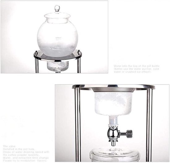 Draagbare Cold Brew-koffiezetapparaat, 500 ml Ice Drip-koffiezetapparaat met instelbare waterstroom, maakt 2-4 kopjes, Cold Brew-koffietoren met grote capaciteit, voor thuiskantoor