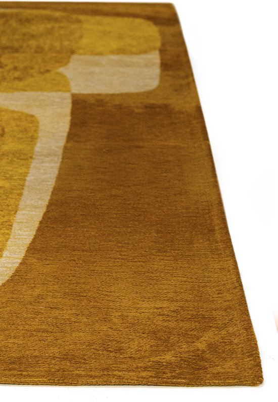 Tapis Rectangulaire Jaune avec Motif Abstrait et Formes Géométriques - Poum Poum - Curry - 80 x 150 cm