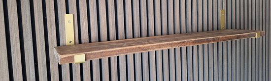 Hoexs - Mango - 90 Cm - Stalen Plankdragers Goud - Inclusief Bevestigingsmateriaal - Industrieel - Keuken plank - Boekenrek - Metaal - Decoratie