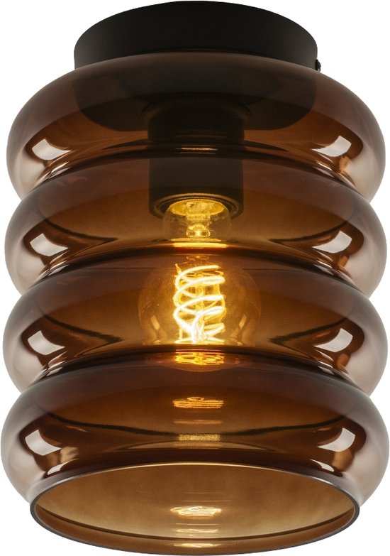 Lumidora Plafondlamp 31380 - Plafonniere - NAPELS - E27 - Zwart - Bruin - Metaal - ⌀ 19 cm